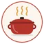 The Sunday Pot logo, a red Dutch oven with steam rising from it